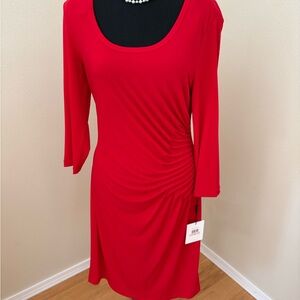 Calvin Klein Vibrant Red Long Sleeve Dress